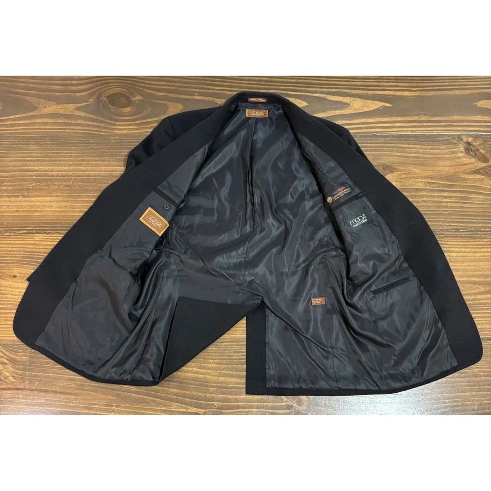 Tasso Elba Mens 100% Camel Hair Blazer Black Lanificio‎ Campore 42R TF52B02